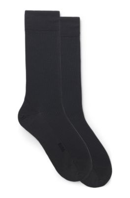 Two-pack of regular-length ribbed socks, Dark Grey