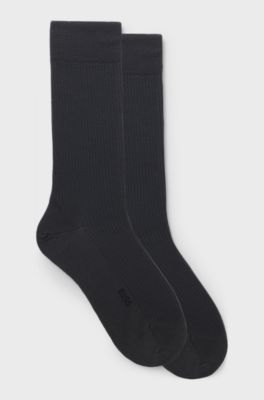 Two-pack of regular-length ribbed socks, Dark Grey