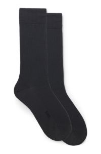 Two-pack of regular-length ribbed socks, Dark Grey