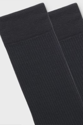 Two-pack of regular-length ribbed socks, Dark Grey