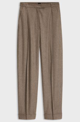 Relaxed-fit trousers in textured stretch fabric, Brown
