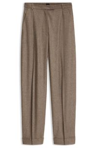 Relaxed-fit trousers in textured stretch fabric, Brown