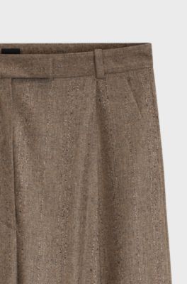 Relaxed-fit trousers in textured stretch fabric, Brown