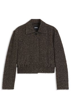 Bomber-style jacket in herringbone fabric
