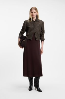 Bomber-style jacket in herringbone fabric, Dark Grey