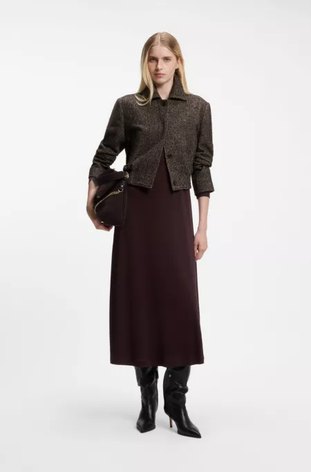 Bomber-style jacket in herringbone fabric