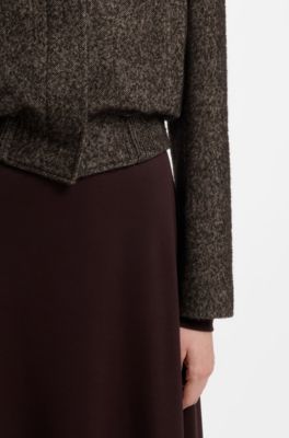 Bomber-style jacket in herringbone fabric, Dark Grey