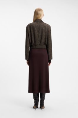 Bomber-style jacket in herringbone fabric, Dark Grey