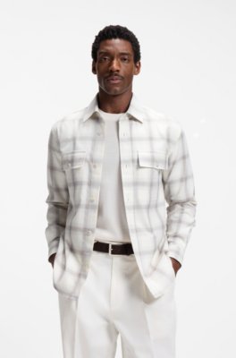 Relaxed-fit check shirt in virgin wool blend