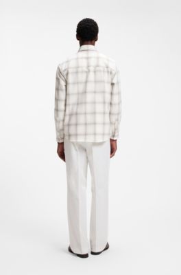 Relaxed-fit check shirt in virgin wool blend, White Patterned