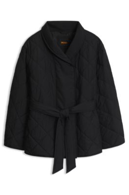Water-repellent padded jacket with shawl collar, Black