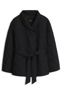 Water-repellent padded jacket with shawl collar
