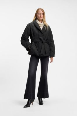 Water-repellent padded jacket with shawl collar, Black