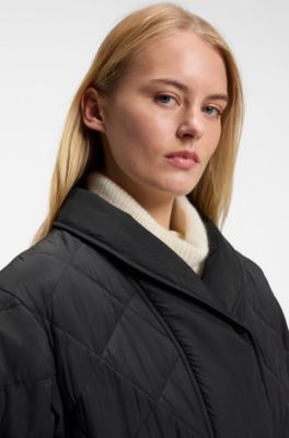 Water-repellent padded jacket with shawl collar, Black