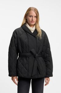 Veste matelass&eacute;e d&eacute;perlante &agrave; col ch&acirc;le, Noir