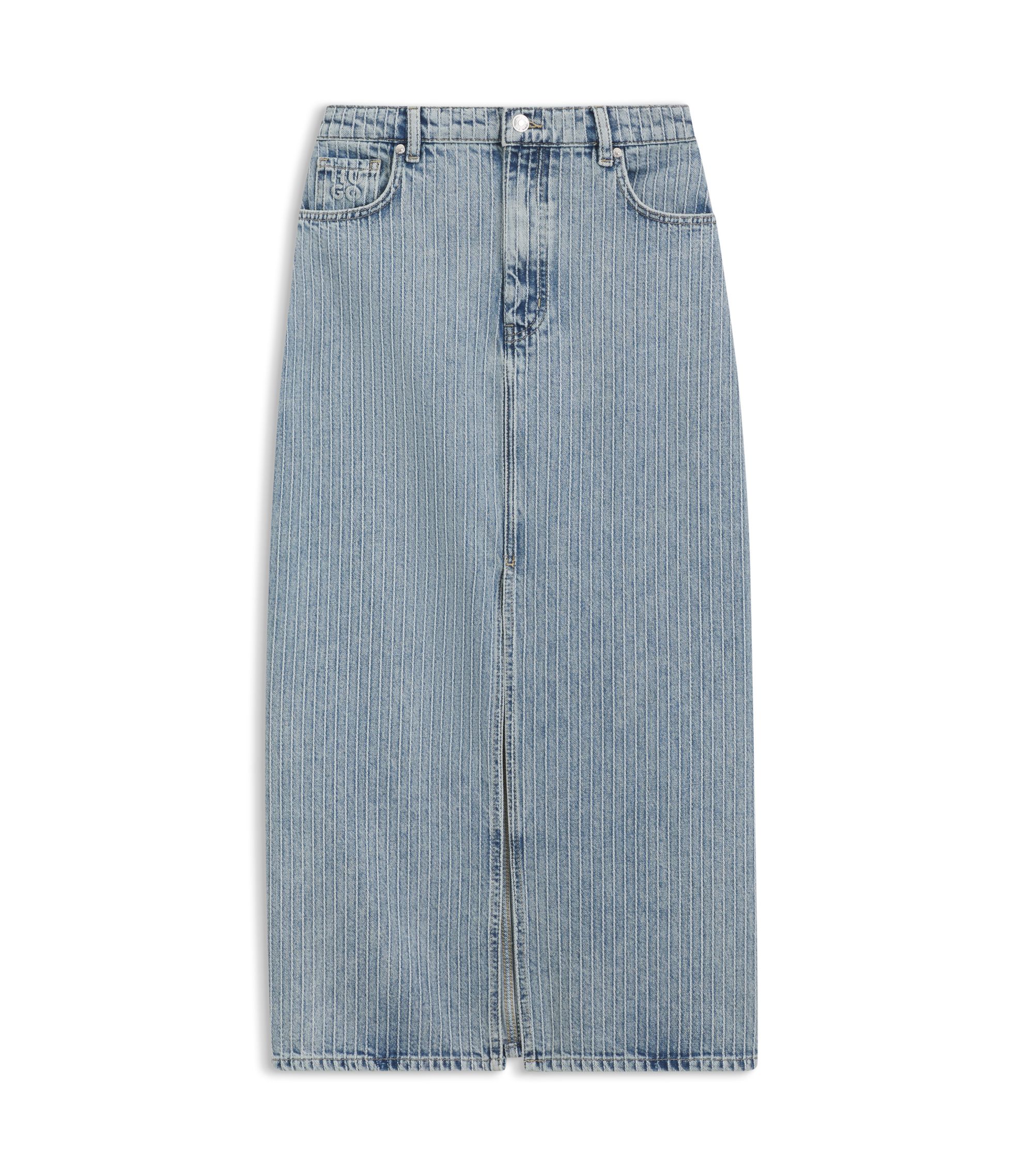 Regular-Fit Rock aus festem Denim mit Streifen-Dessin