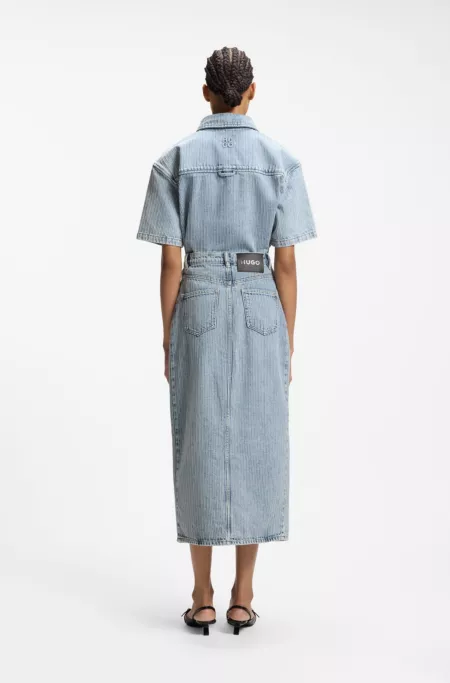 Regular-Fit Rock aus festem Denim mit Streifen-Dessin