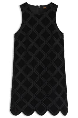 Embroidered mini dress, Black