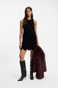 Embroidered mini dress, Black