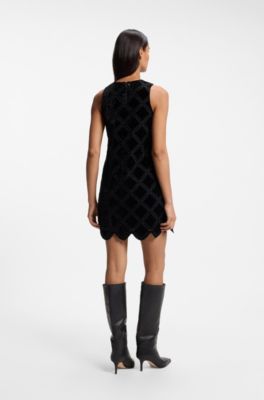 Embroidered mini dress, Black