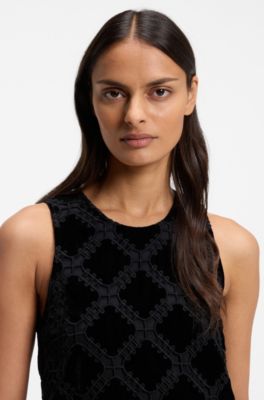 Embroidered mini dress, Black
