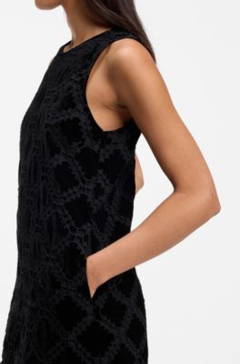 Embroidered mini dress, Black