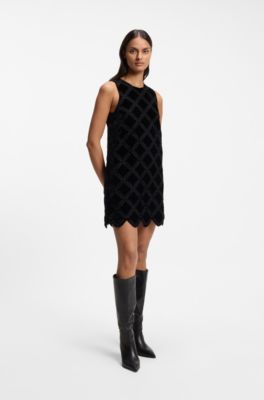 Embroidered mini dress, Black