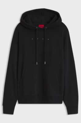 Oversize-fit hoodie with front and back logo prints, Black