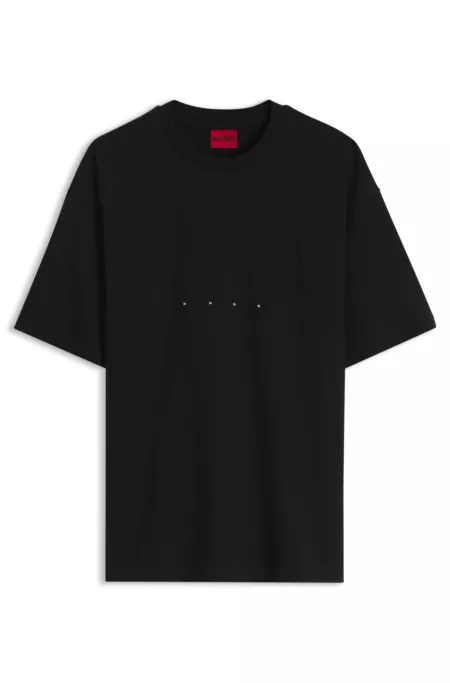 Oversize-fit cotton T-shirt with mixed branding