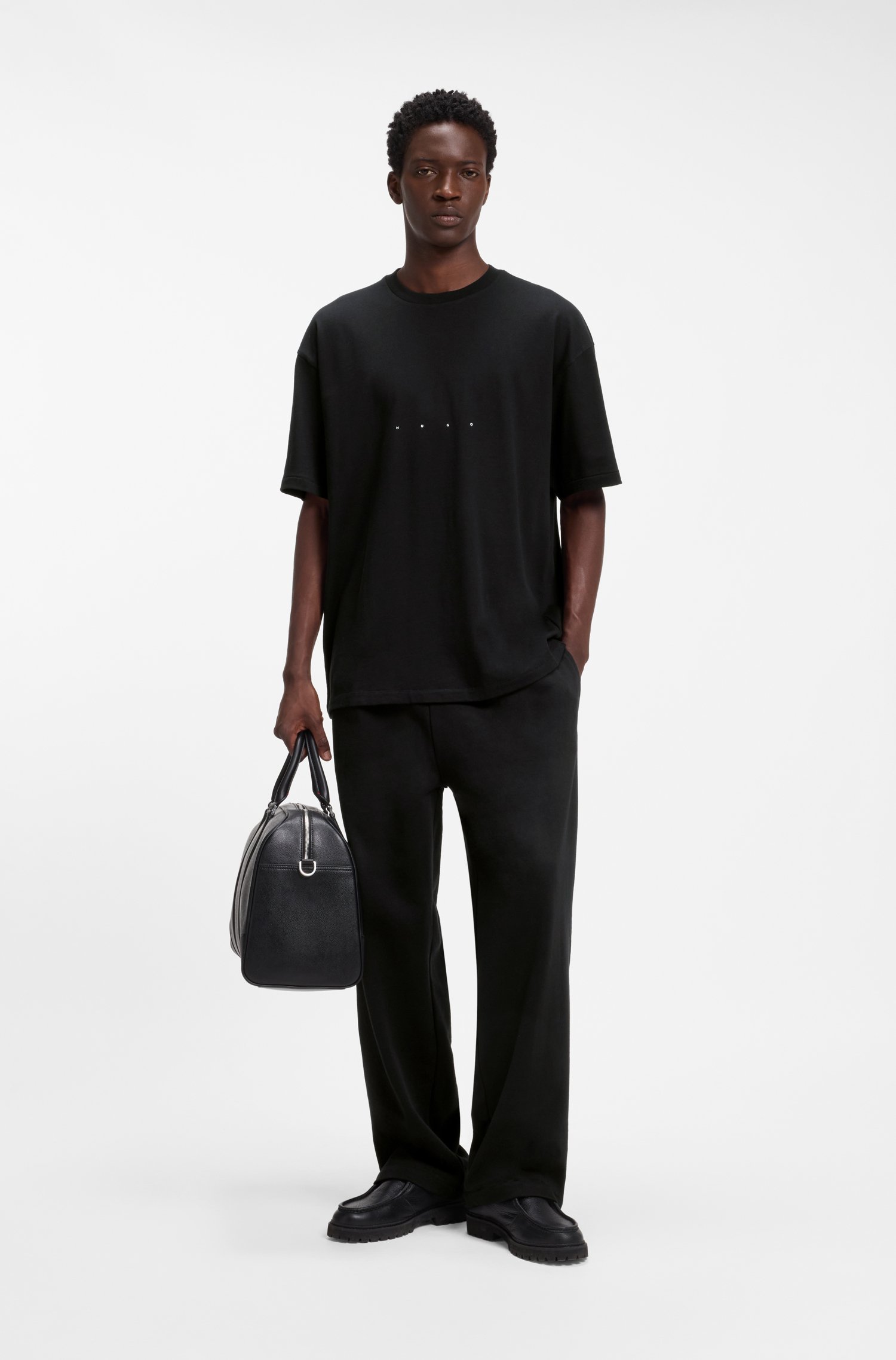 Hugo Oversize-fit cotton T-shirt with mixed branding herr – bild 2