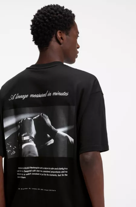 Oversize-fit cotton T-shirt with mixed branding
