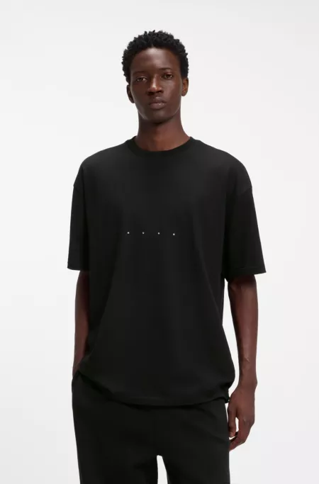 Oversize-fit cotton T-shirt with mixed branding