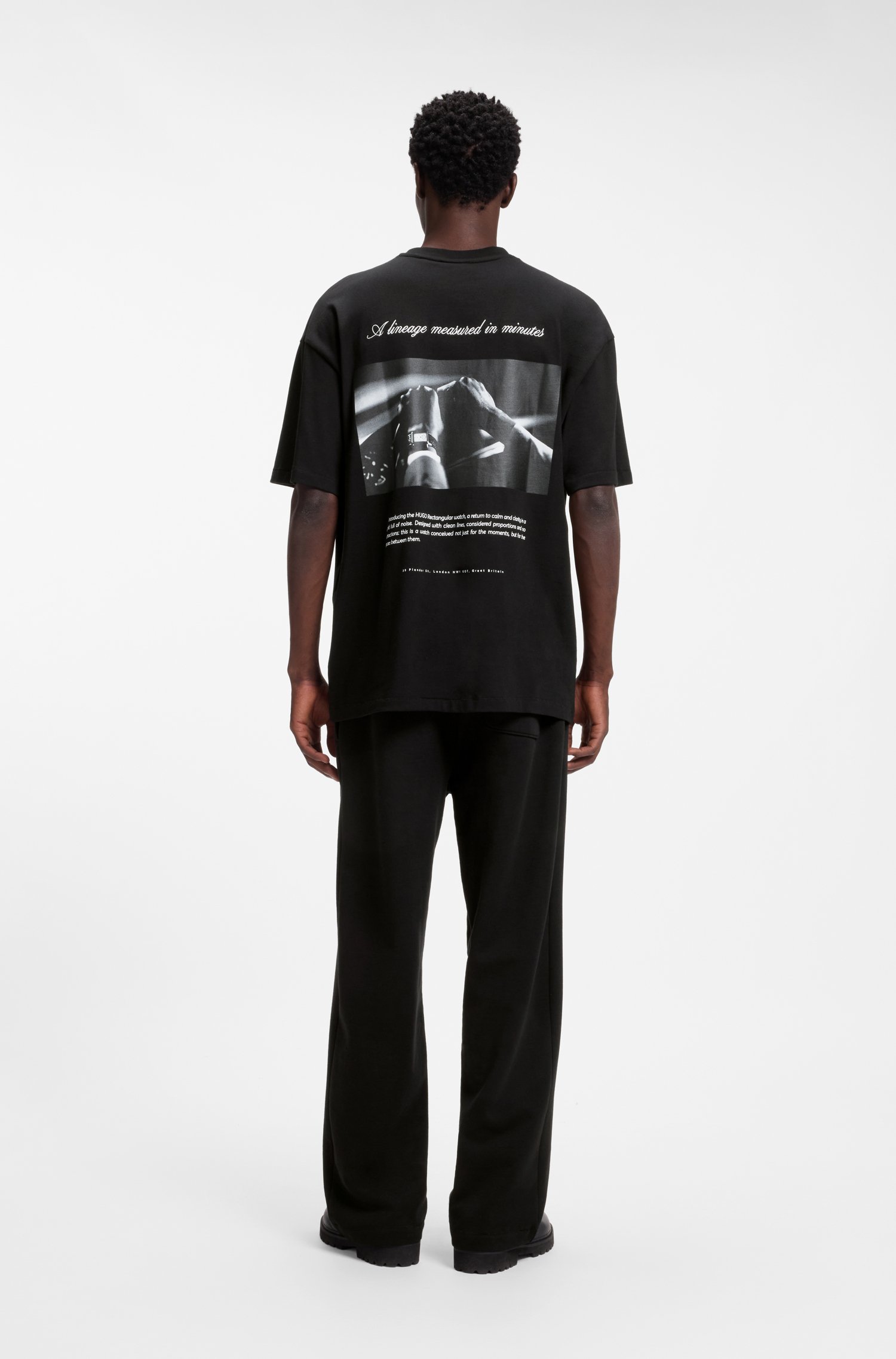 Hugo Oversize-fit cotton T-shirt with mixed branding herr – bild 3