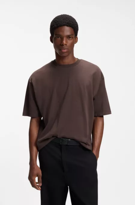 Oversize-fit cotton T-shirt with mixed branding