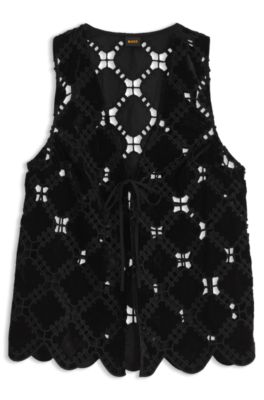 Velvet embroidered vest, Black