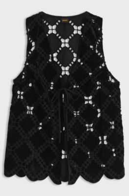 Velvet embroidered vest, Black