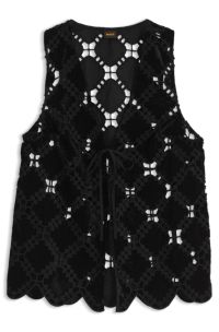 Gilet en velours brod&eacute;, Noir