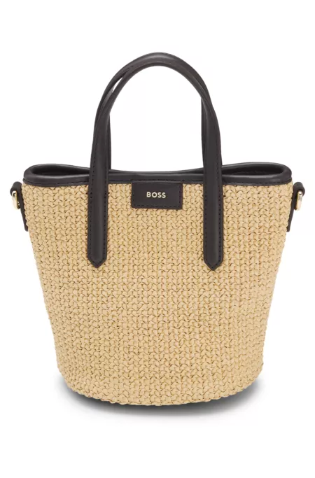 Small woven tote bag with contrast trim