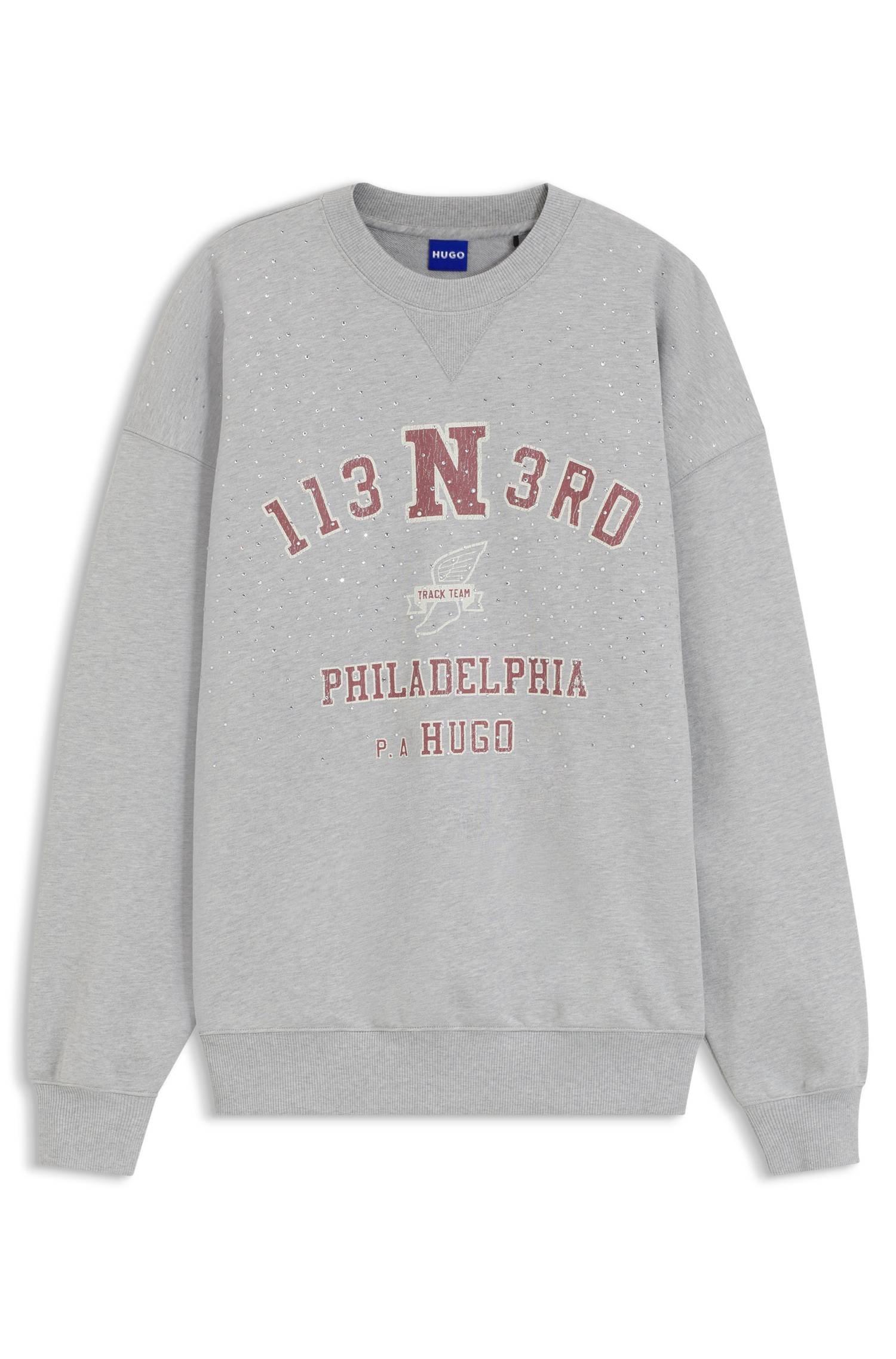 Hugo Oversize-fit cotton sweatshirt with rhinestone graphic dam – bild 4