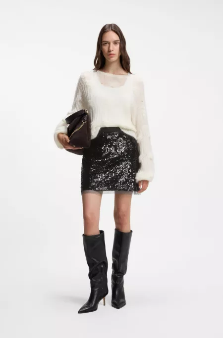 A-line mini skirt with all-over sequins