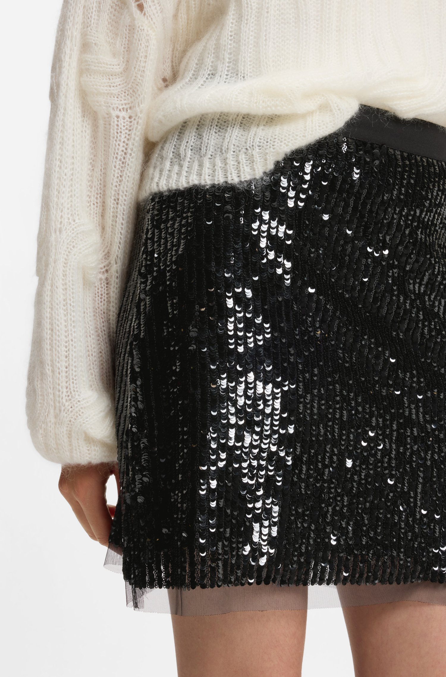 Boss A-line mini skirt with all-over sequins kjolar dam – bild 3