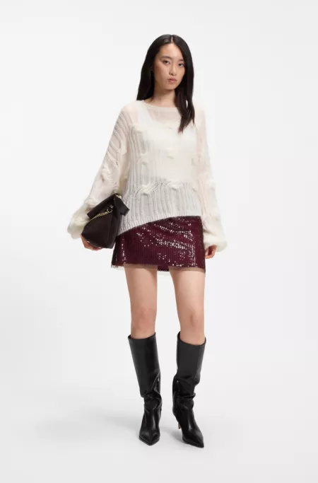 A-line mini skirt with all-over sequins