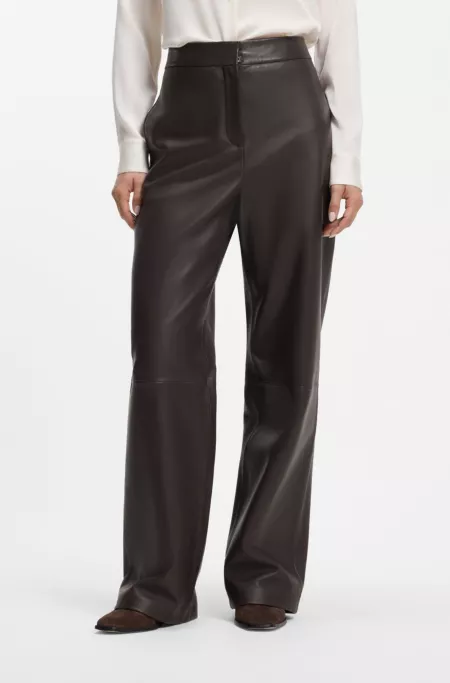 Pantalon large en cuir avec poches latérales