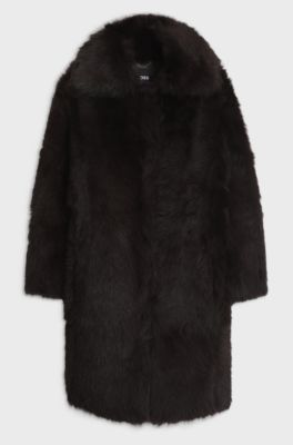 Short Tocana shearling coat for evening looks, Dark Brown