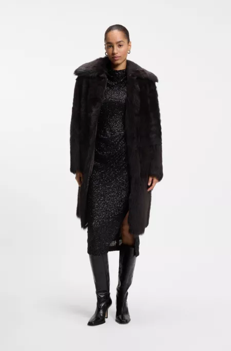 Manteau Regular en mouton retourné avec col ajustable à fermeture magnétique