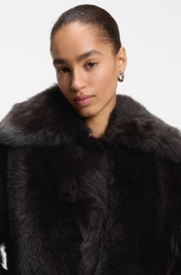 Short Tocana shearling coat for evening looks, Dark Brown