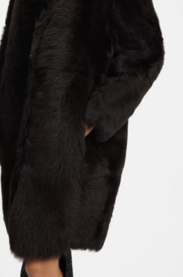 Short Tocana shearling coat for evening looks, Dark Brown