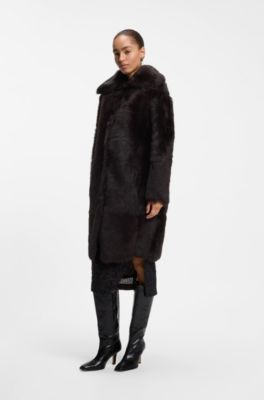 Short Tocana shearling coat for evening looks, Dark Brown