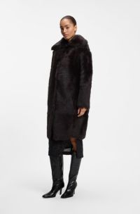Short Tocana shearling coat for evening looks, Dark Brown
