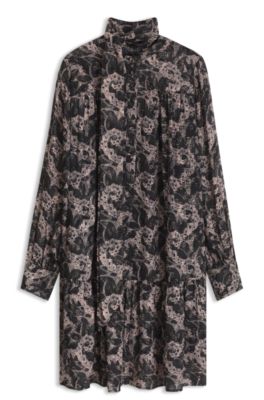 Relaxed-fit printed tunic dress with scarf, Patterned